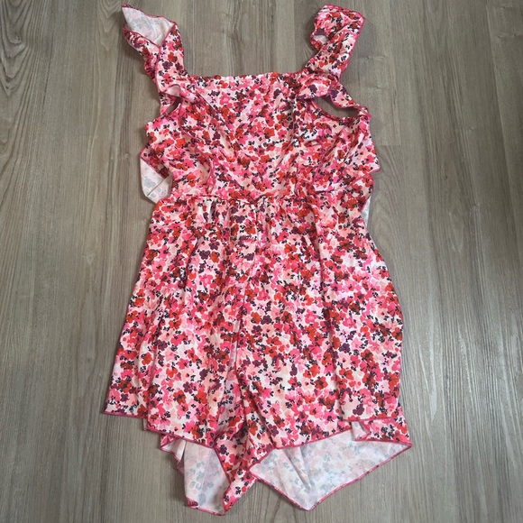 Pink Floral Ruffle Romper - Picture 3 of 4